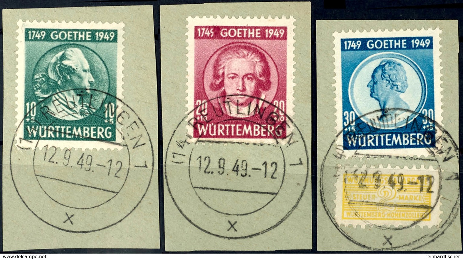 9574 10 Pfg Bis 30 Pfg "200. Geburtstag Von Johann Wolfgang Von Goethe", Kompletter Satz Zu Drei Werten, Tadellos Gestem - Other & Unclassified