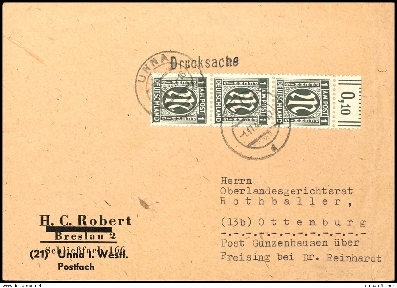 9631 1 Pfg. AM-Post Im Senkrechten Oberrand-3er-Streifen Als Portogerechte Mehrfachfrankatur Auf Drucksachenumschlag Aus - Other & Unclassified