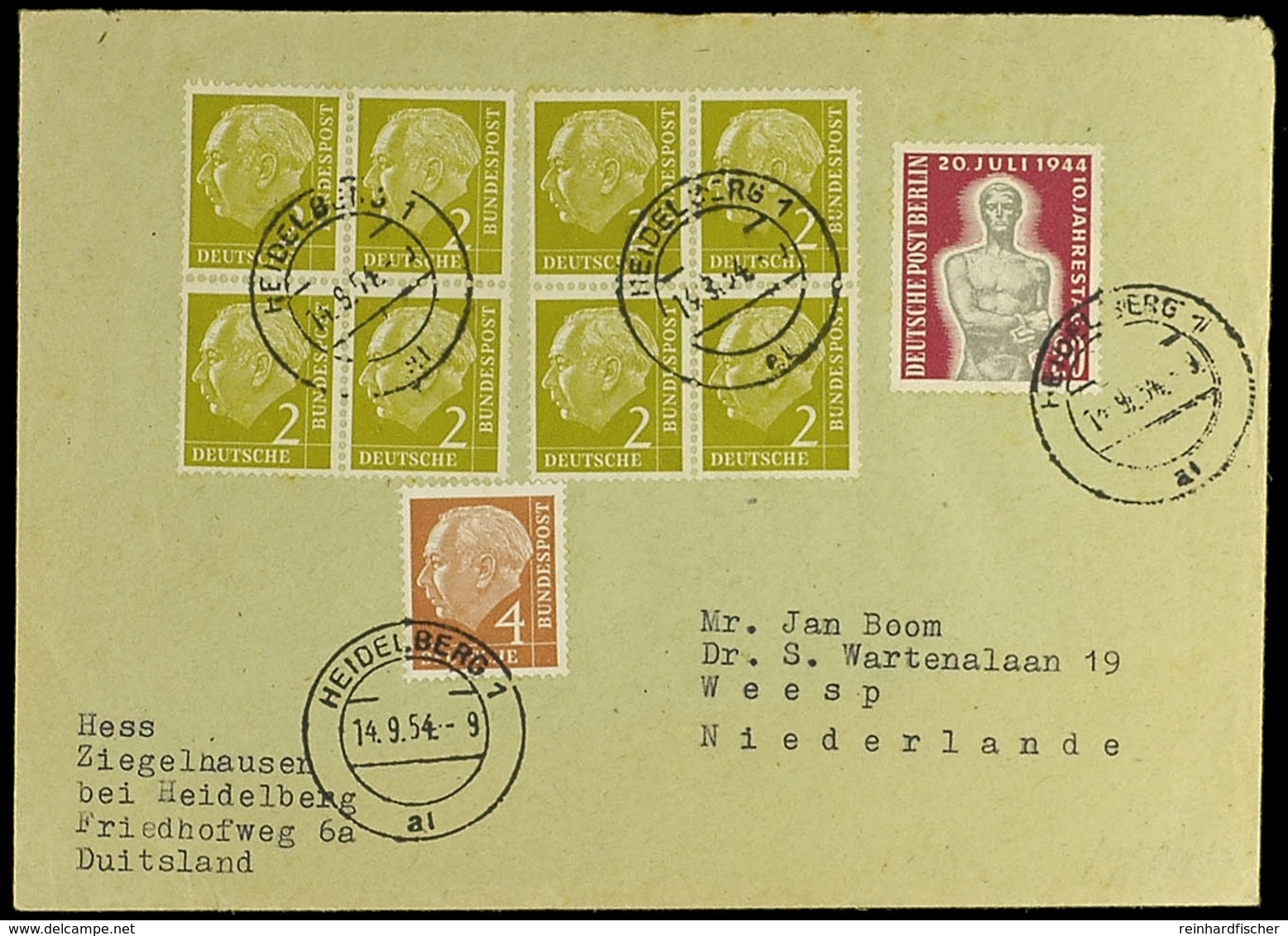 9944 Bedarfsbrief MIF Nach Holland Mit 2 X 177, 178, Berlin 1198, Mi. 83.-, Katalog: 177 BF - Other & Unclassified