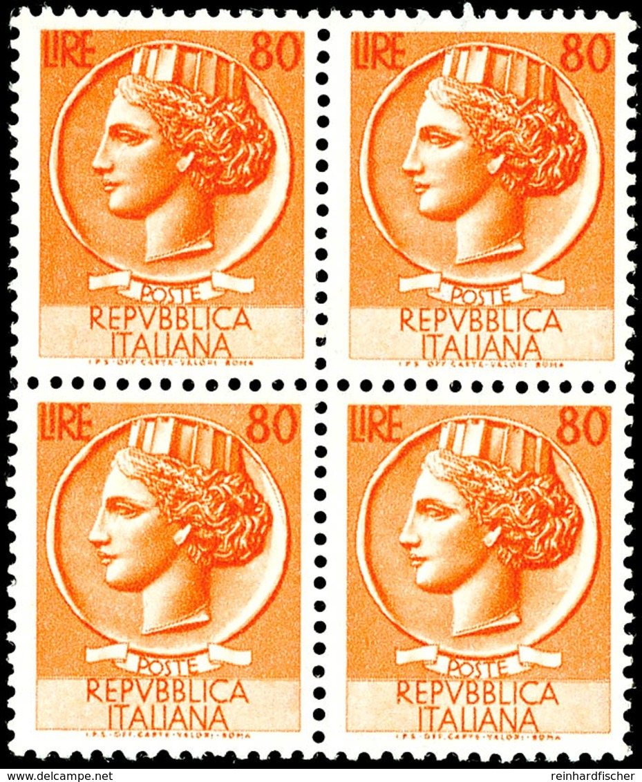 10242 5 - 80 L. Italia Komplett In Postfrischen 4er-Blocks, Mi. 560.-, Katalog: 884/91 ** - Altri & Non Classificati