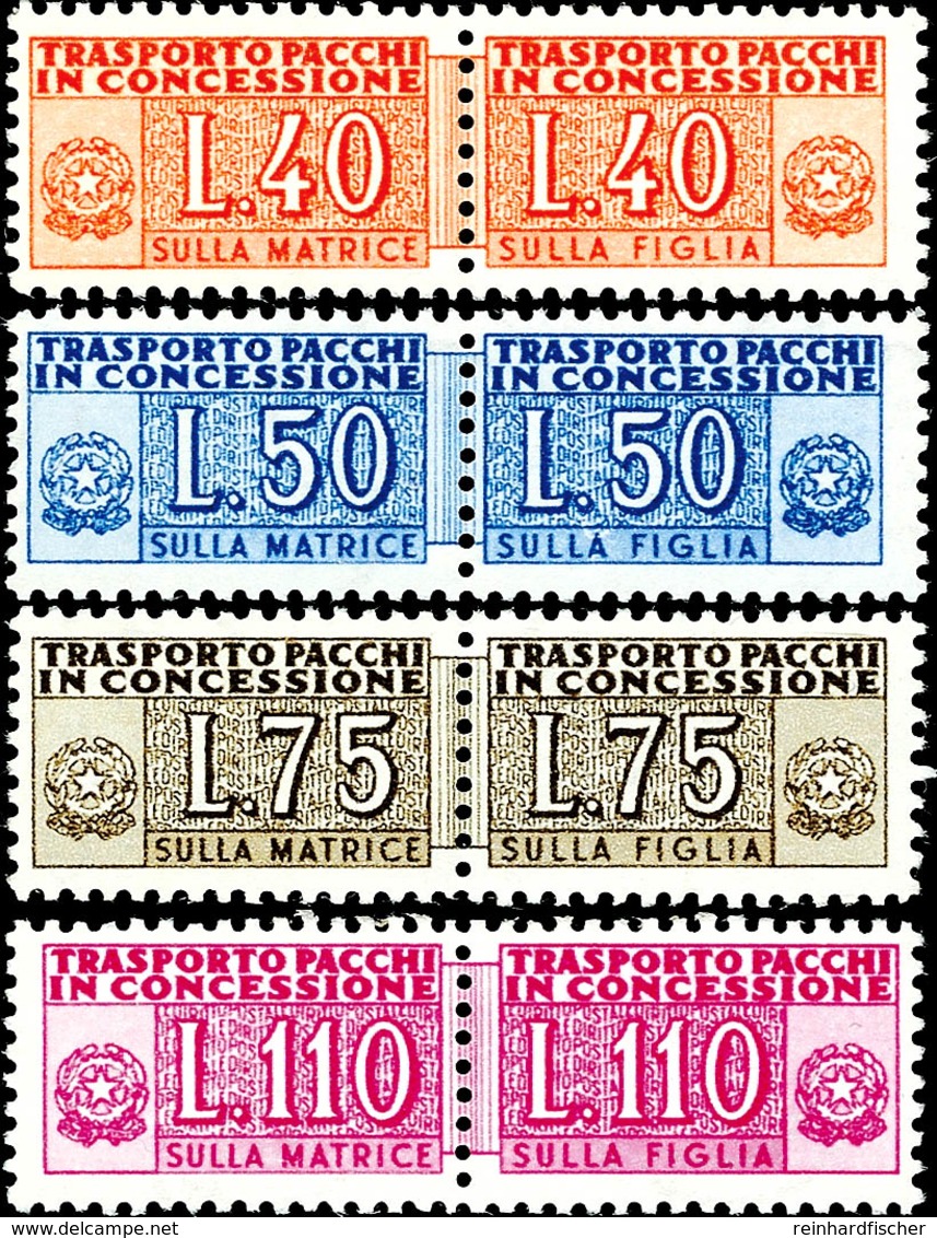 10249 Paketzustellungsmarken, 1953, 40 Lire Bis 110 Lire, Waagerechte Paare, Tadellos Postfrisch Und Ungefaltet, Mi. 650 - Non Classificati