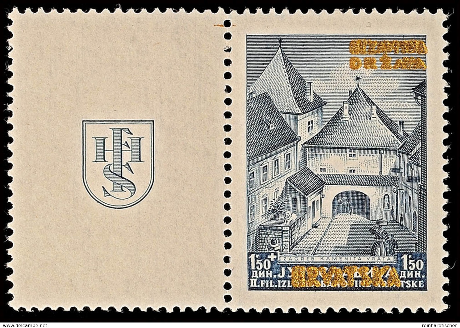 10499 1,50 Din.  Mit Stecherzeichen "S" Und Zierfeld, Postfrisch Gepr. Dr. Rommerskirchen BPP, Katalog: 39IZf ** - Croazia