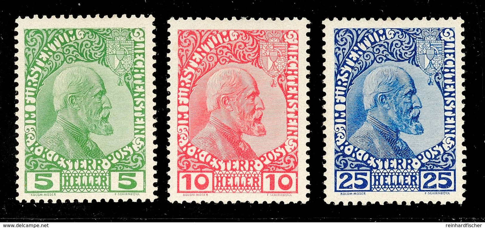 10570 5 Bis 25 H. Fürst Johann II., Kreidepapier, Kpl. Satz Sauber Ungebraucht, Mi. 180.-, Katalog: 1/3x * - Liechtenstein