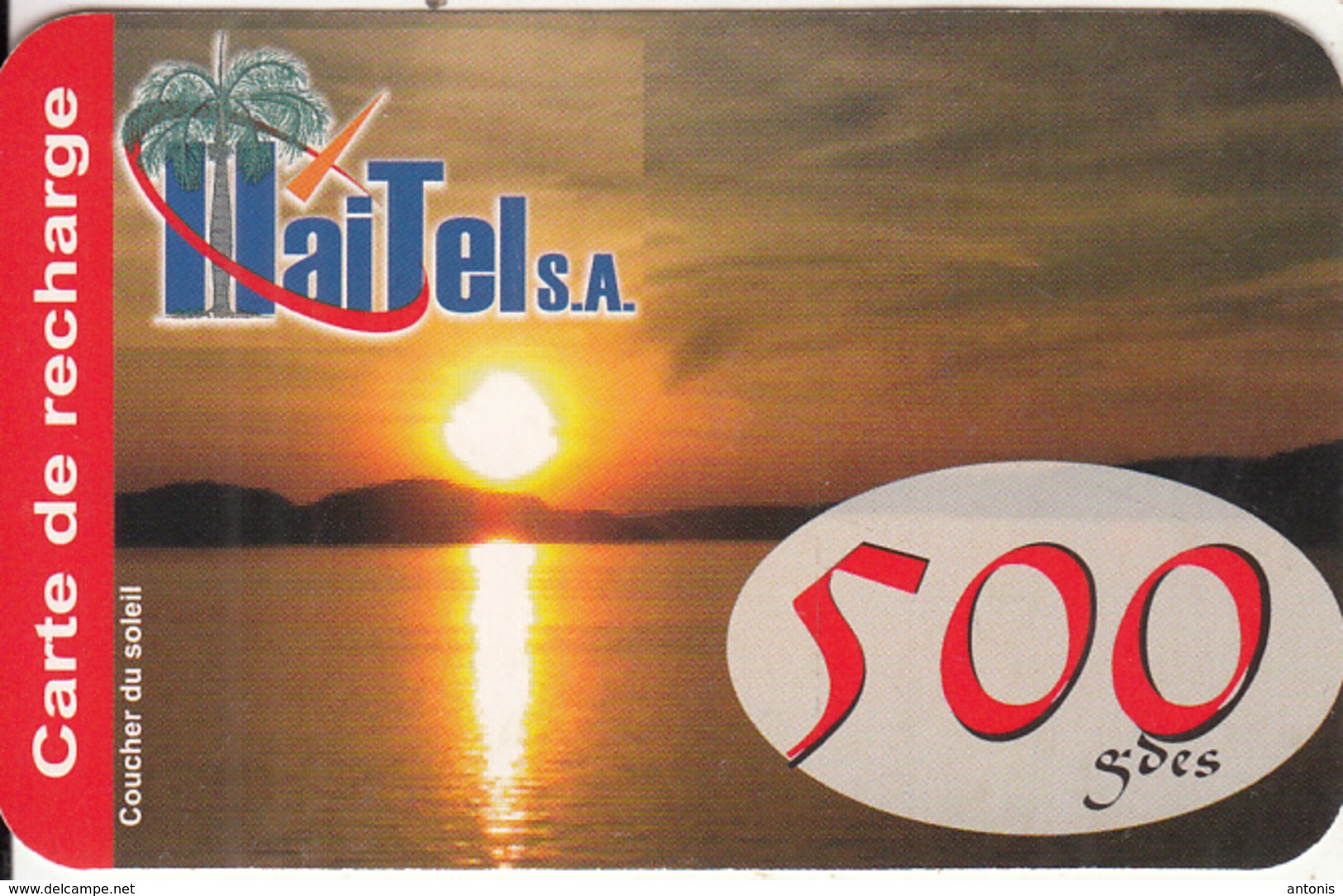 HAITI - Sunset, HaiTel Recharge Card 500 Gdes, Exp.date 11/10/09, Used - Haiti