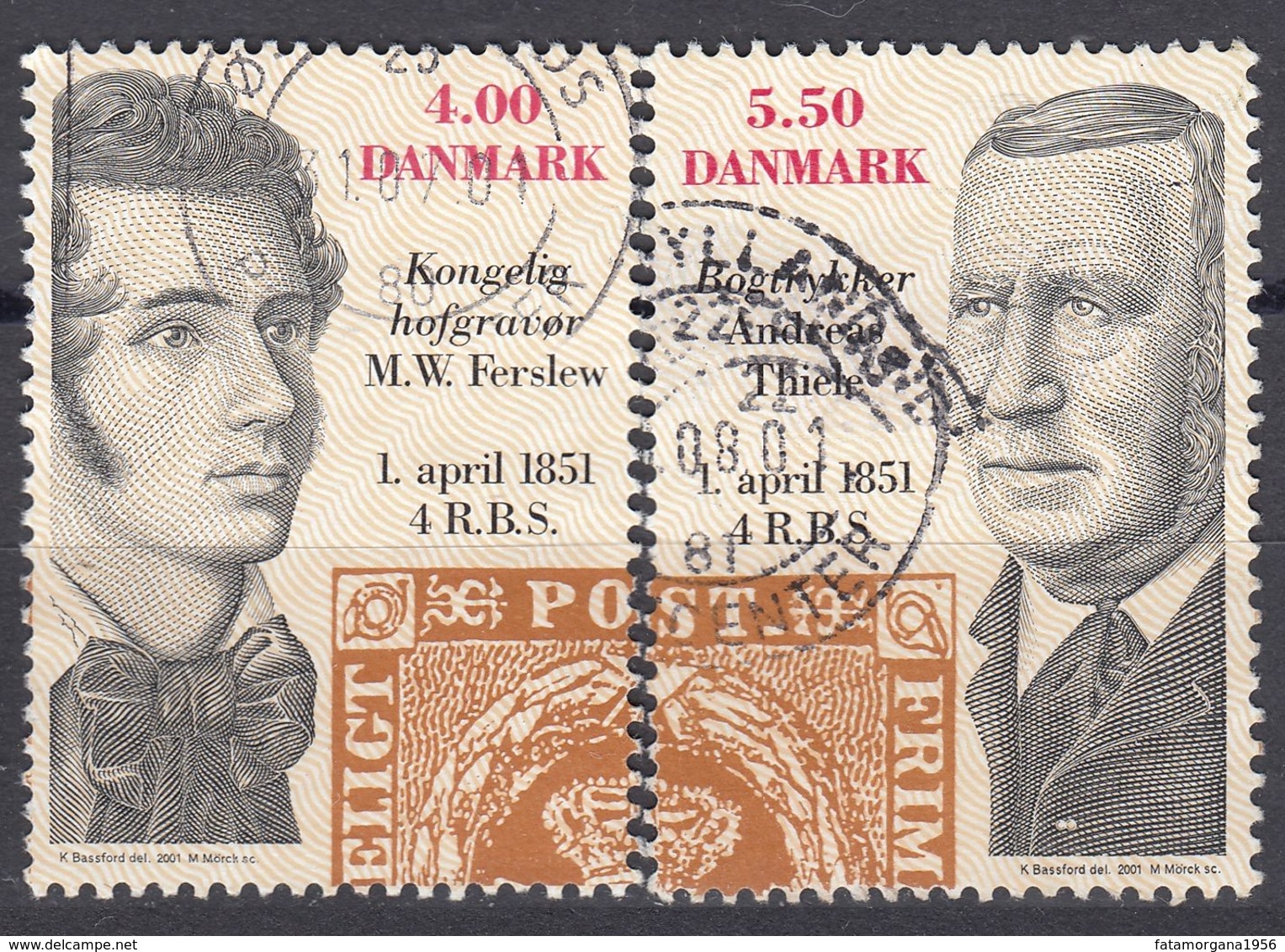 DANMARK - 2001 - Due Valori Usati: Yvert 1274/1275, Come Da Immagine. - Oblitérés