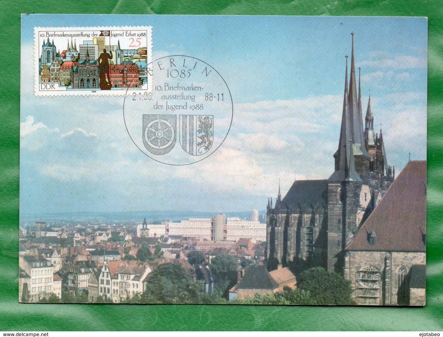 99 ALEMANIA-1988  Berlin  Tarjeta Máxima-10 Briefmarkenausstellung Der Jugend 1988-Erfurt ( VEB PHILATELIE WERMSDORF) - Wilmersdorf