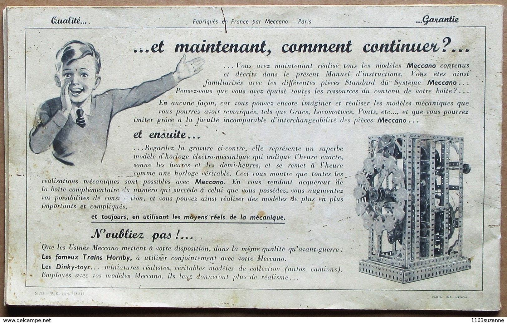 MECCANO - La Mécanique En Miniature > Manuel Français D'instructions No. 3 (années 1951/52) - Meccano