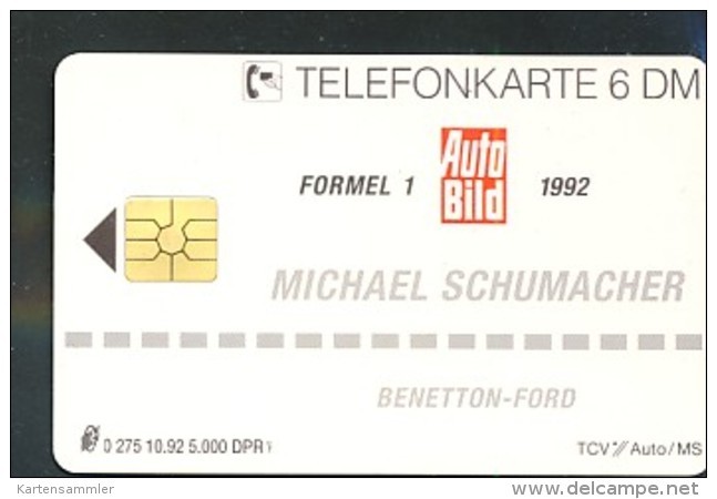 GERMANY  O 275  92 Michael Schumacher - Auflage - 5000 -siehe Scan - O-Series: Kundenserie Vom Sammlerservice Ausgeschlossen