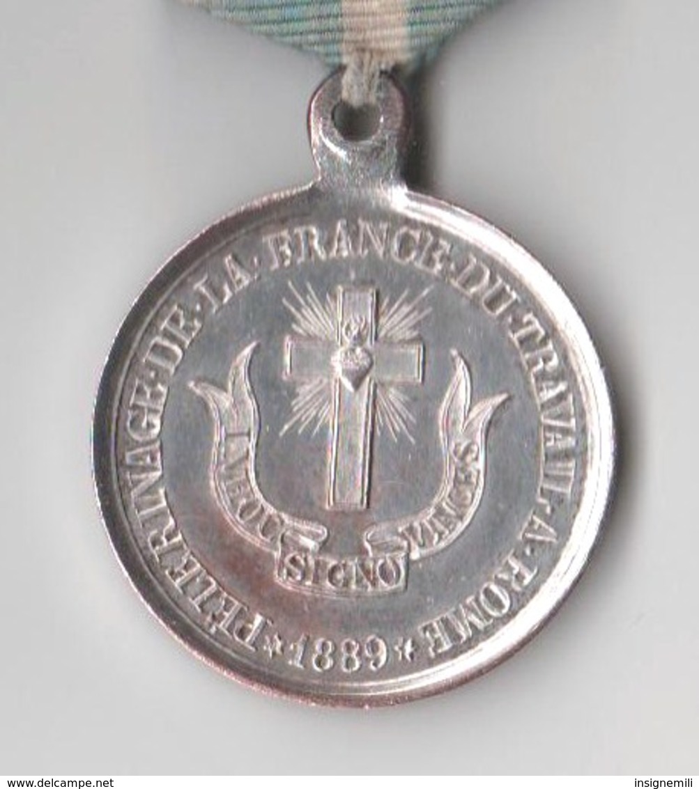 MEDAILLE LEO XIII PELERINAGE DE LA FRANCE DU TRAVAIL A ROME 1889 - F. BRANCHI - Religion & Esotérisme