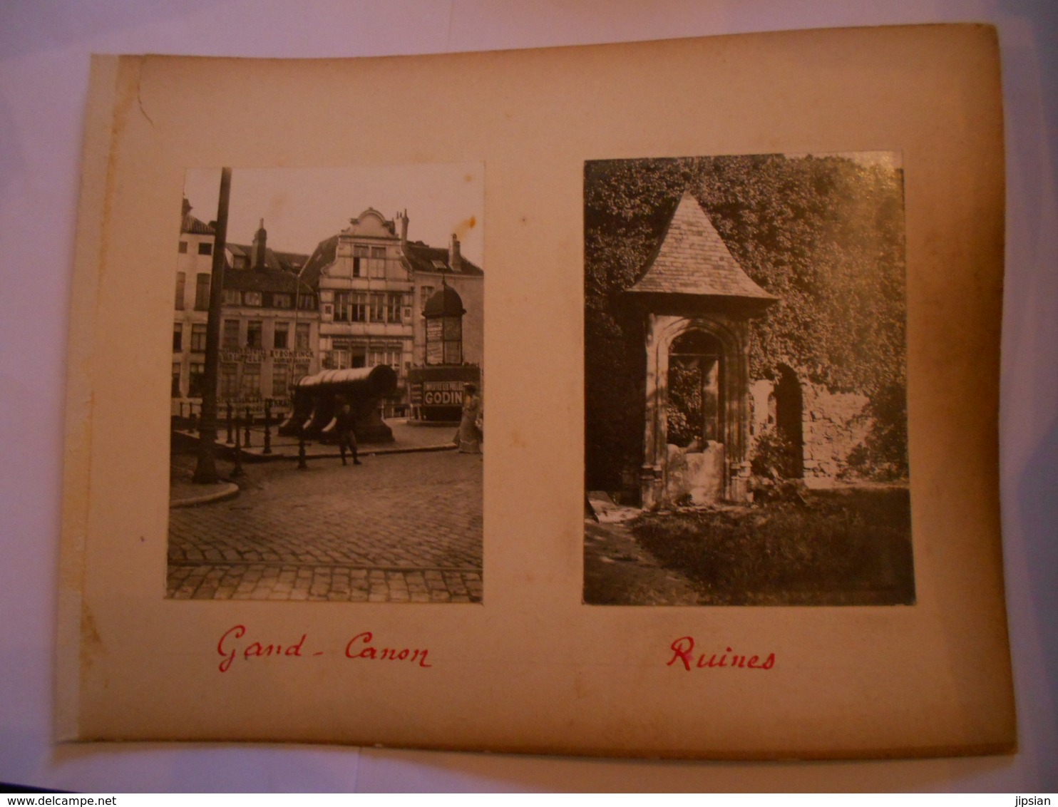 Lot De 4 Photographies Originales Circa 1900 Gand Porteuse D' Eau Béguinage Le Canon Ruines Photo Photographie FAOUE - Lieux