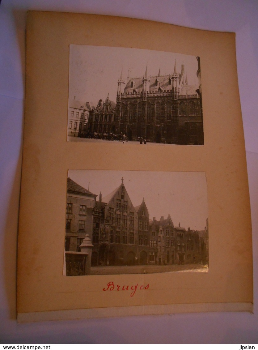 Lot De 4 Photographies Originales Circa 1900 Bruges Puits Beffroi Photo Photographie FAOUE - Lieux