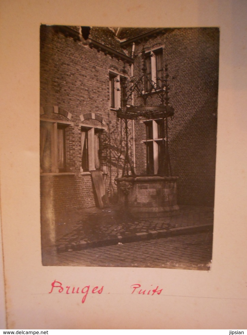 Lot De 4 Photographies Originales Circa 1900 Bruges Puits Beffroi Photo Photographie FAOUE - Lieux