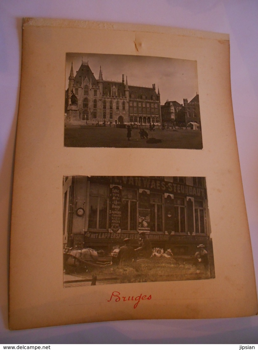 Lot De 4 Photographie Originales Circa 1900 Bruges Ferblantier Anvers Restaurant Bertrand Fontaine Brabo FAOUE Photo - Lieux