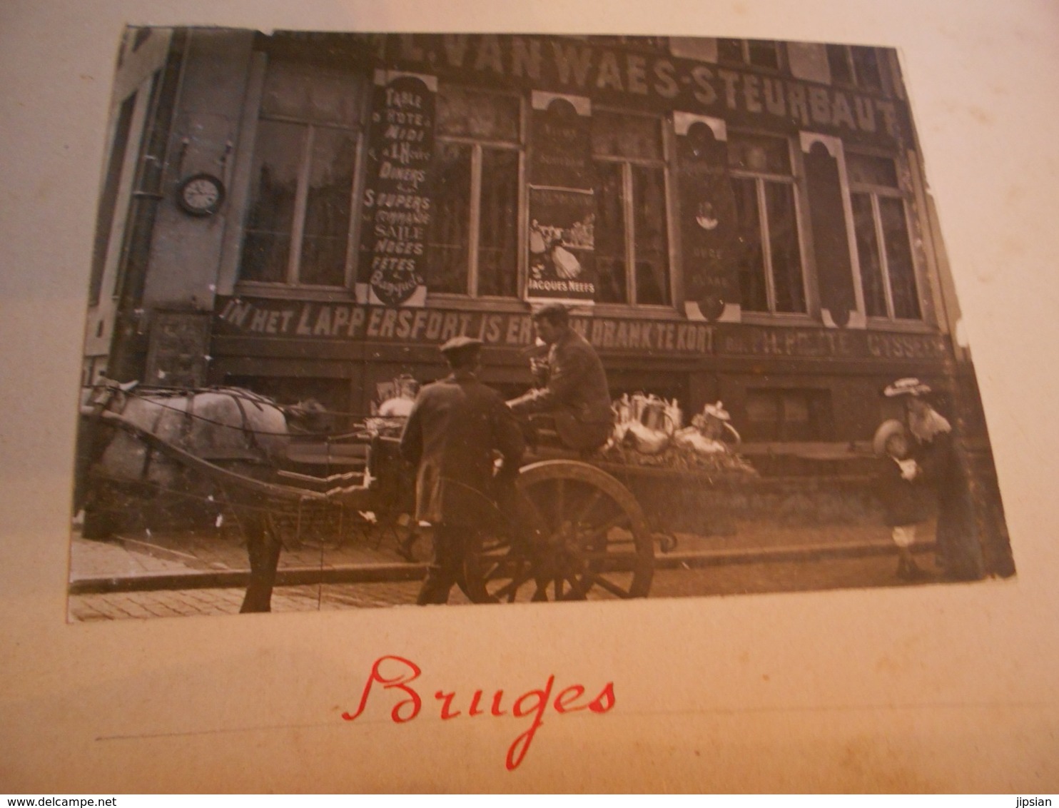 Lot De 4 Photographie Originales Circa 1900 Bruges Ferblantier Anvers Restaurant Bertrand Fontaine Brabo FAOUE Photo - Lieux