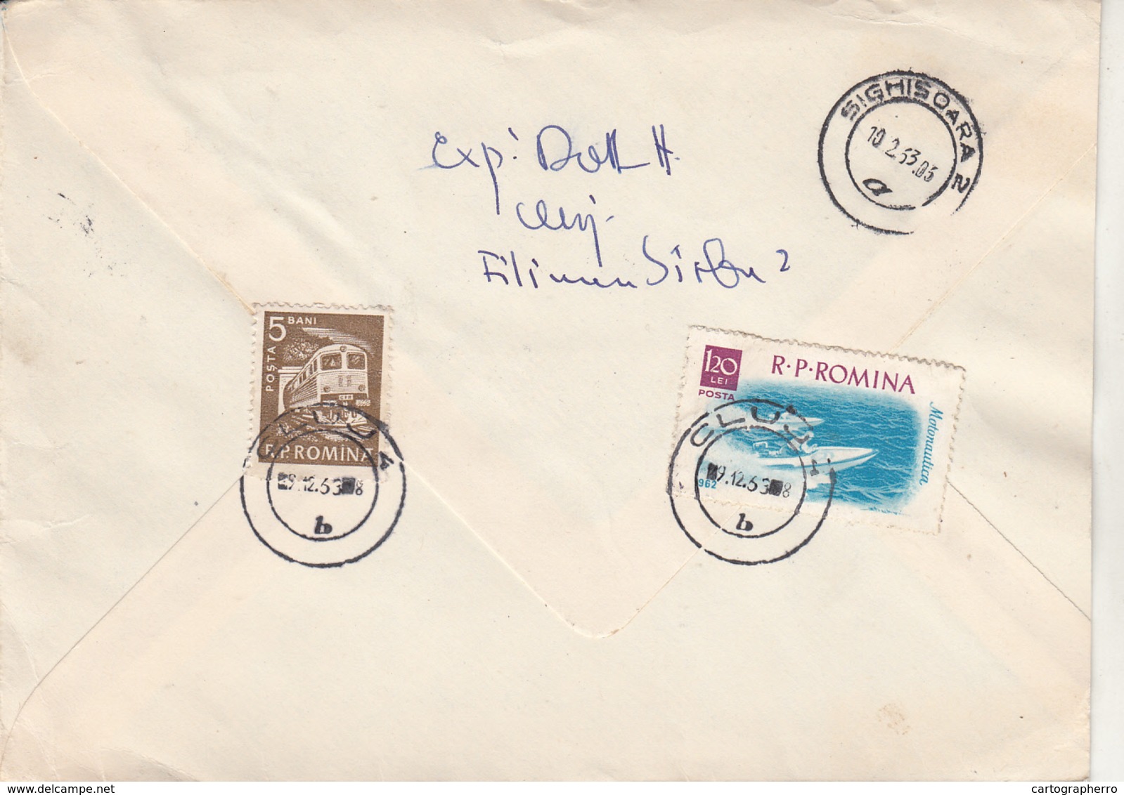 D1349 Letter Cover Romania Correspondence Registered Cluj - Sighisoara Topic Stamps Composer Enescu - Cartes-maximum (CM)