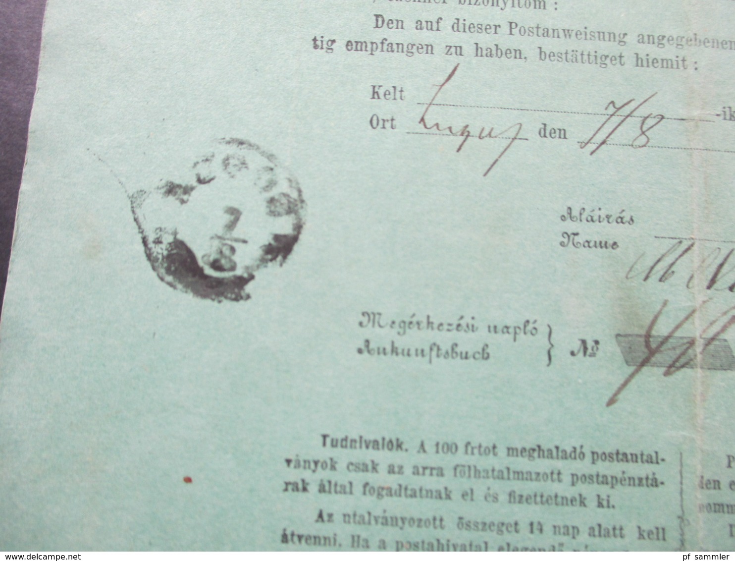 Ungarn / Österreich / Heute Rumänien 1871 Postanweisung A1 Caransebes Nach Lugos - Cartas & Documentos