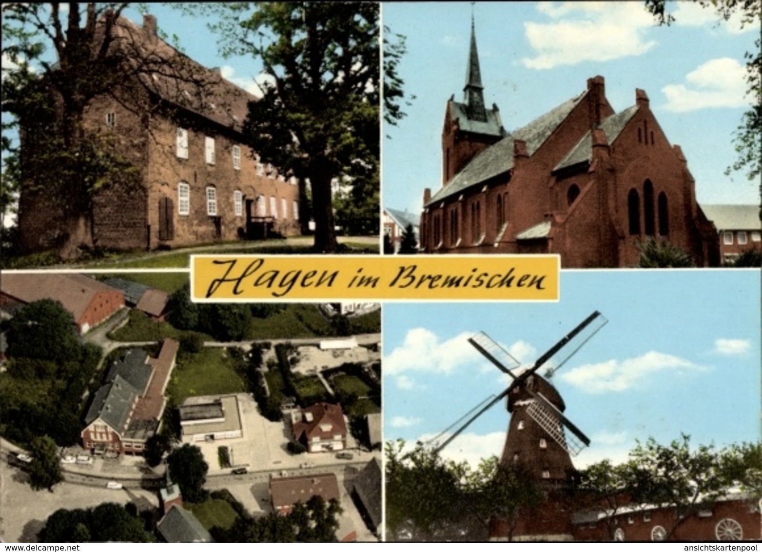 Cp Hagen In Niedersachsen, Kirche, Windmühle, Totale, Schule - Andere & Zonder Classificatie