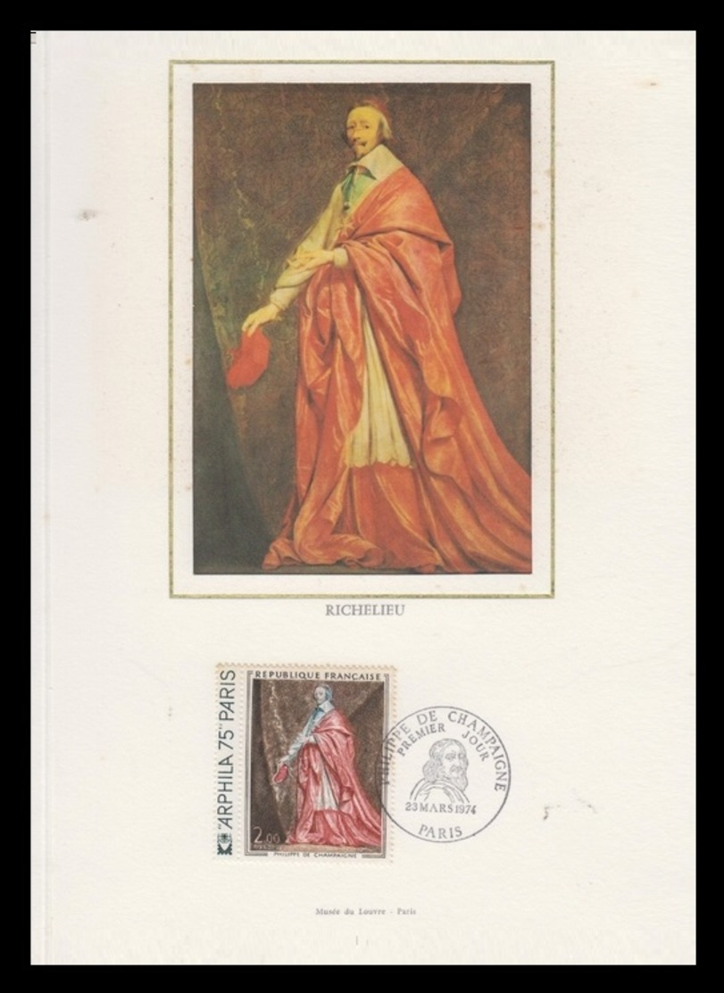 Timbre France Encart Fdc Sur Soie Tableau De La CHAMPAIGNE  N° 1766 - 1970-1979