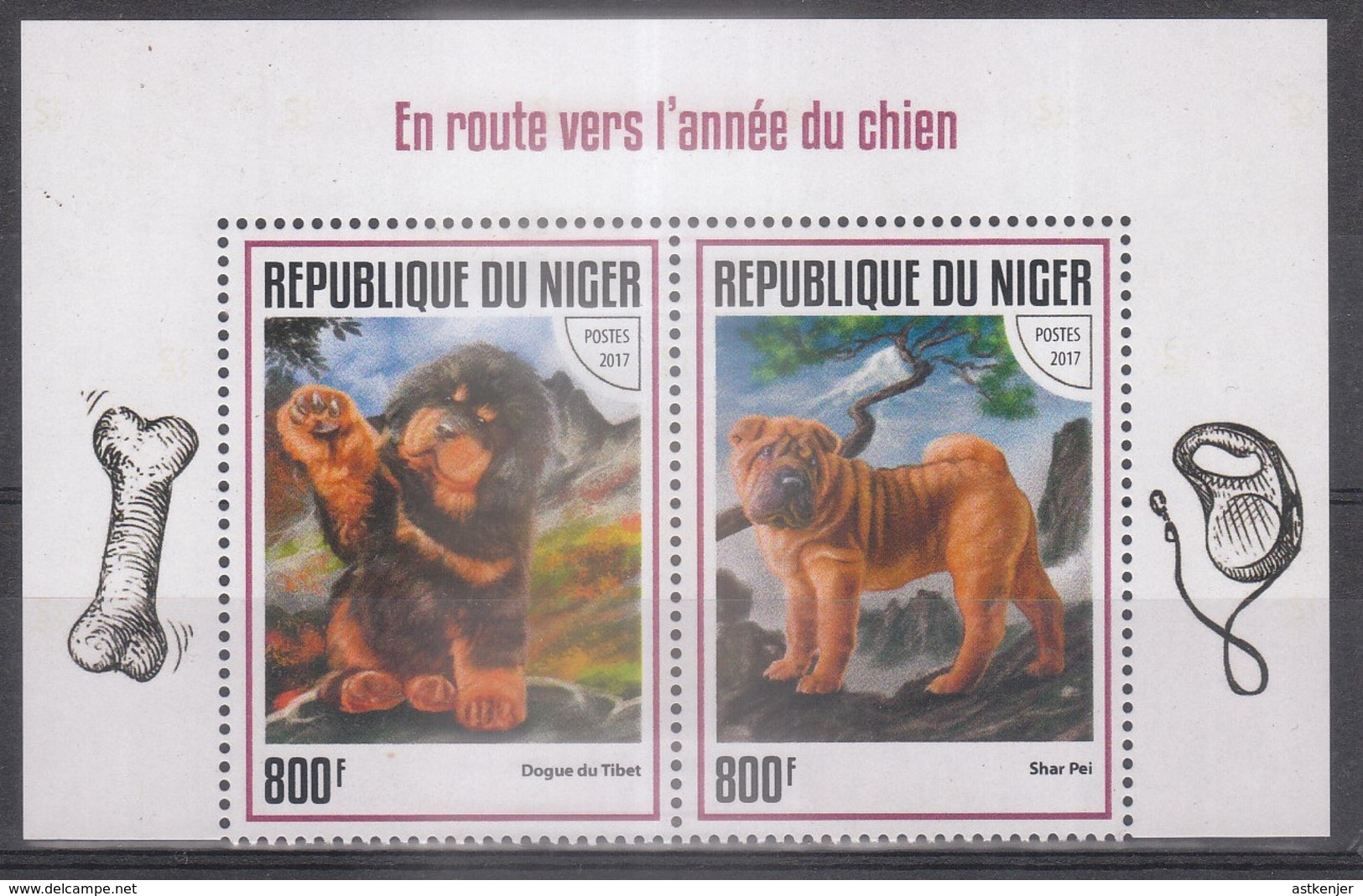 Lot Timbres Poste - Thème : CHIENS - Timbres De REPUBLIQUE DU NIGER  De 2017 - Chiens