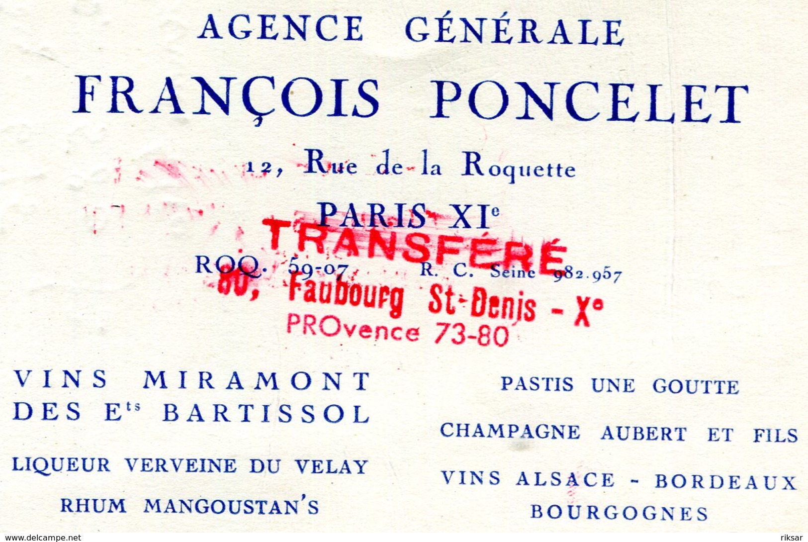 PARIS 10em ARRONDISSEMENT(CARTE DE VISITE) VIN - Visiting Cards