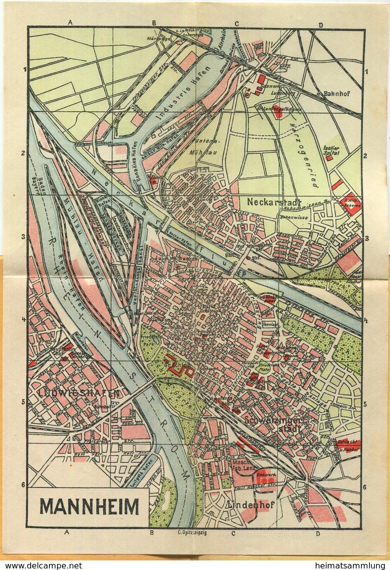 Miniatur-Bibliothek Nr. 1104 - Reiseführer Mannheim Mit Farbigem Plan Von Dr. E. Beck - 8cm X 12cm - 46 Seiten Ca. 1910 - Otros & Sin Clasificación