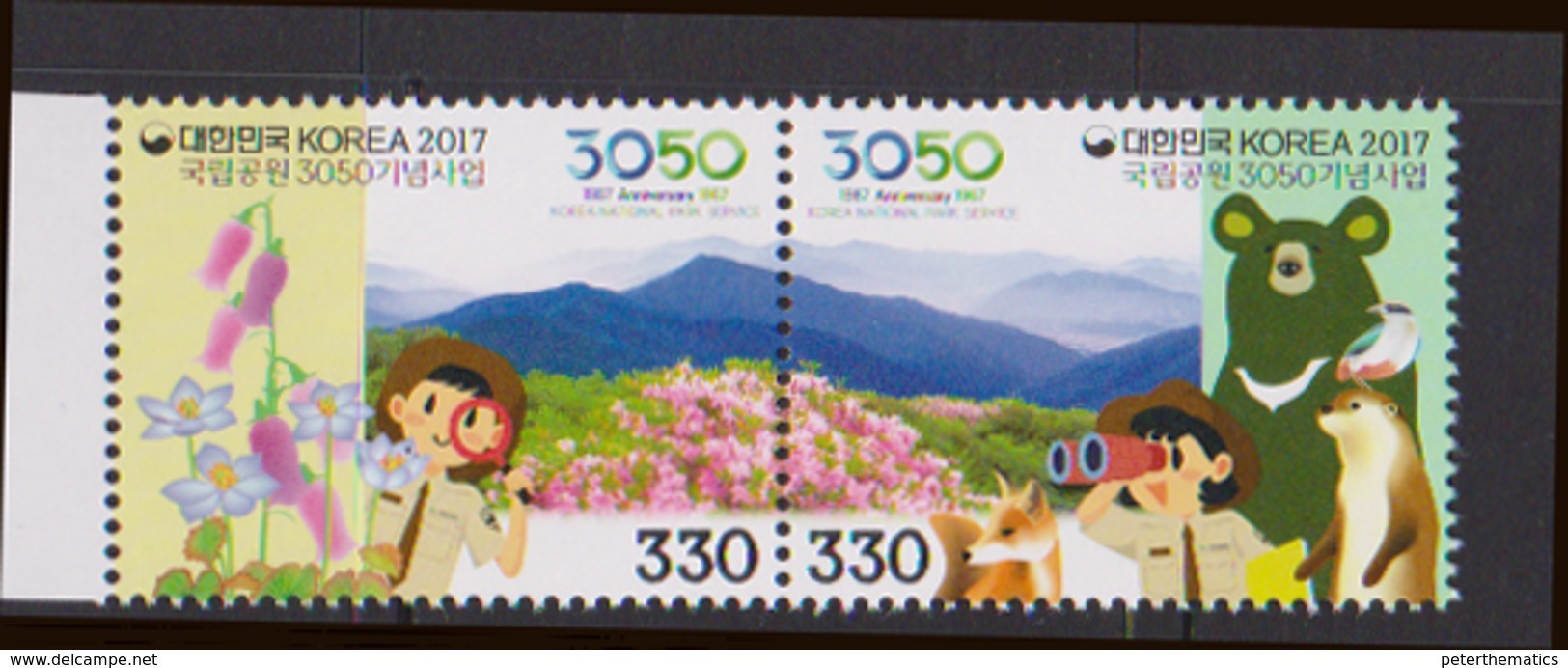 SOUTH KOREA, 2017, MNH, NATIONAL PARK SERVICE, FAUNA, BEARS, FOXES, MOUNTAINS, FLOWERS,  SCOUTS,2v - Bears