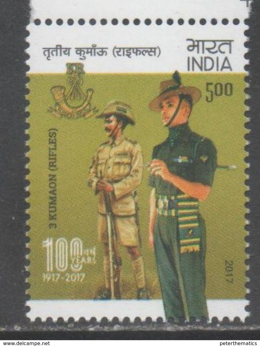 INDIA , 2017, MNH,MILITARY, SOLDIERS,   3 KUMAON, RIFLES,    1v - Militares