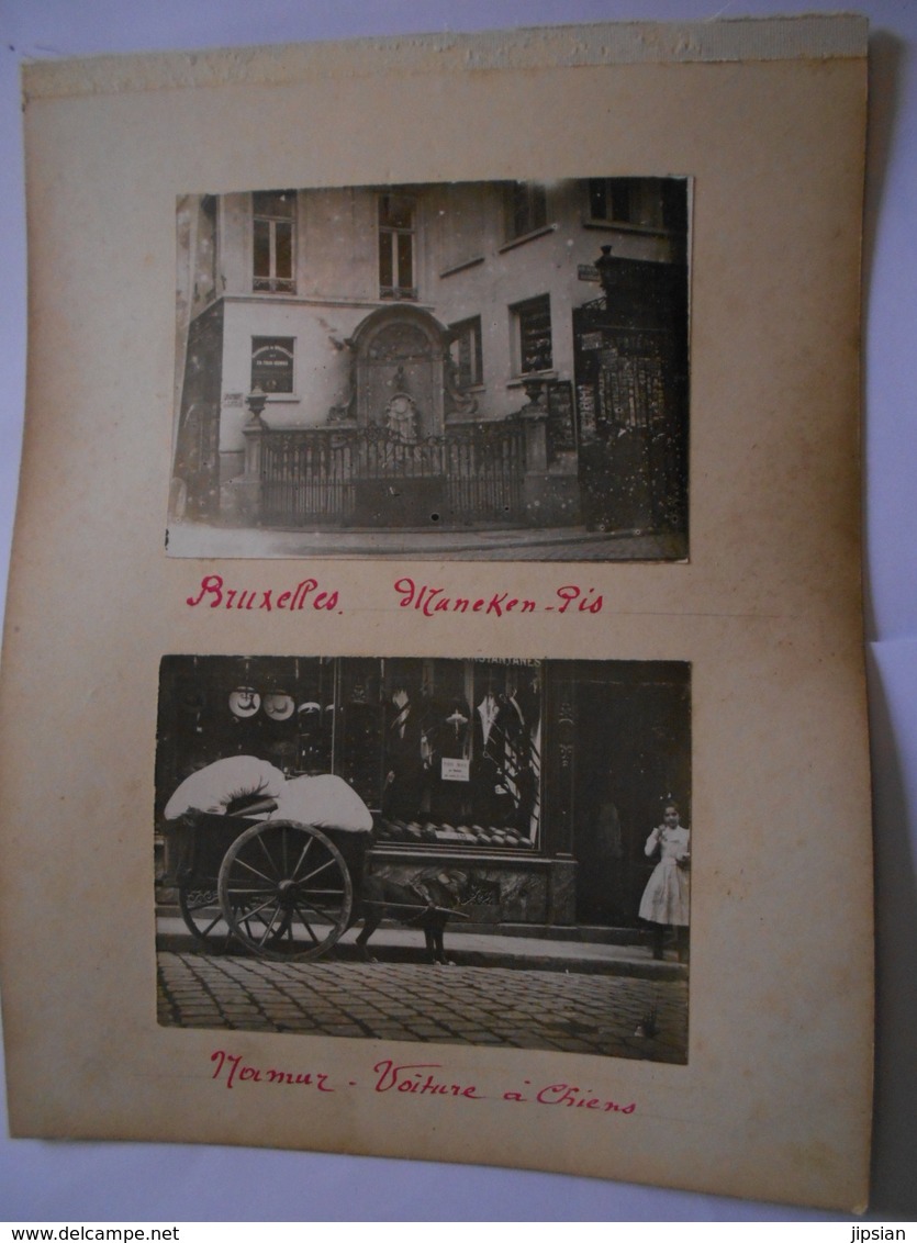 Lot De 3 Photographie Originales Circa 1900 Namur Voiture à Chiens Bruxelles Maneken Pis Fécamp Abbaye FAOUE Photo - Lieux