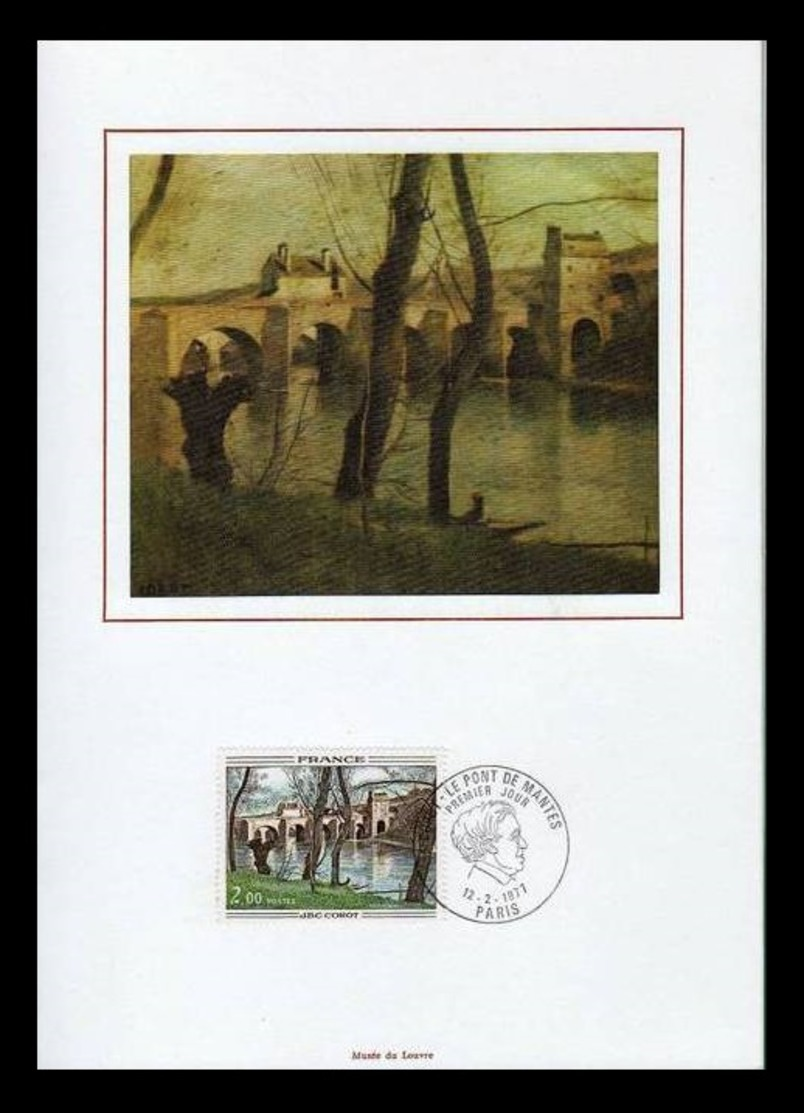 Timbre France Encart Fdc Sur Soie Tableau De Corot N° 1923 - 1970-1979