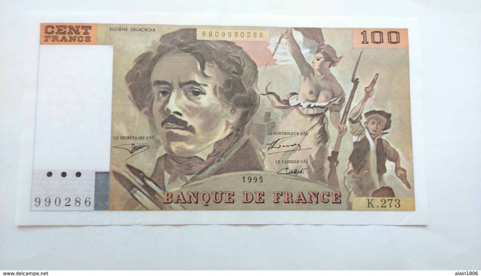Billet Eugéne Delacroix 100 Francs 1995 ( 10001) - 100 F 1978-1995 ''Delacroix''