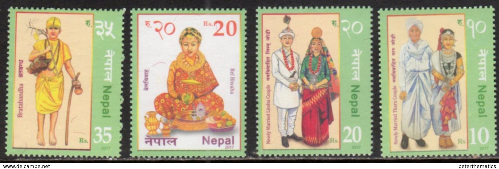 NEPAL, 2017, MNH, COSTUMES, BRIDES,  GROOMS, 4v - Costumes