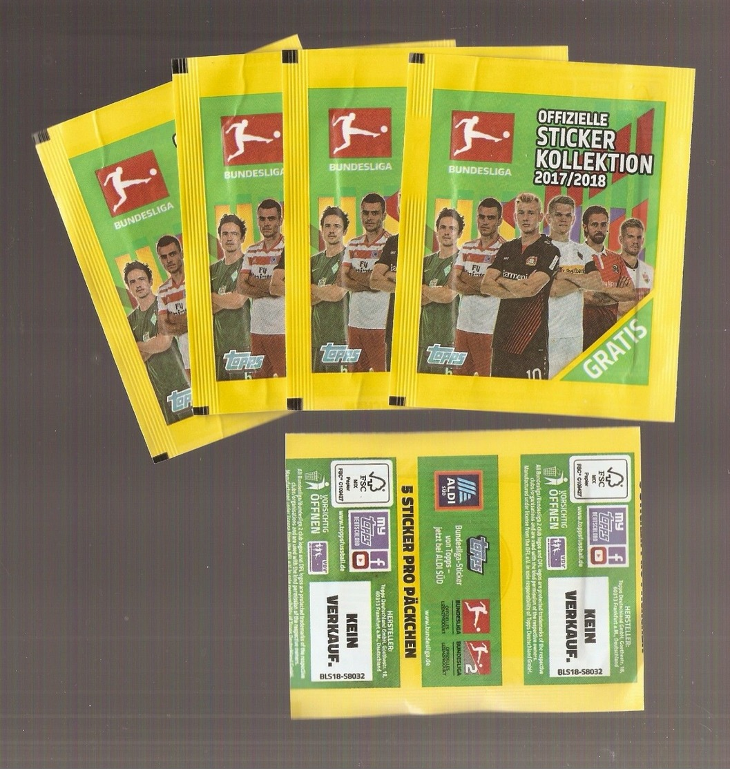 Aldi Bundesliga 2018 Topps - 5 Tüten - Sammelsticker - Sonstige & Ohne Zuordnung