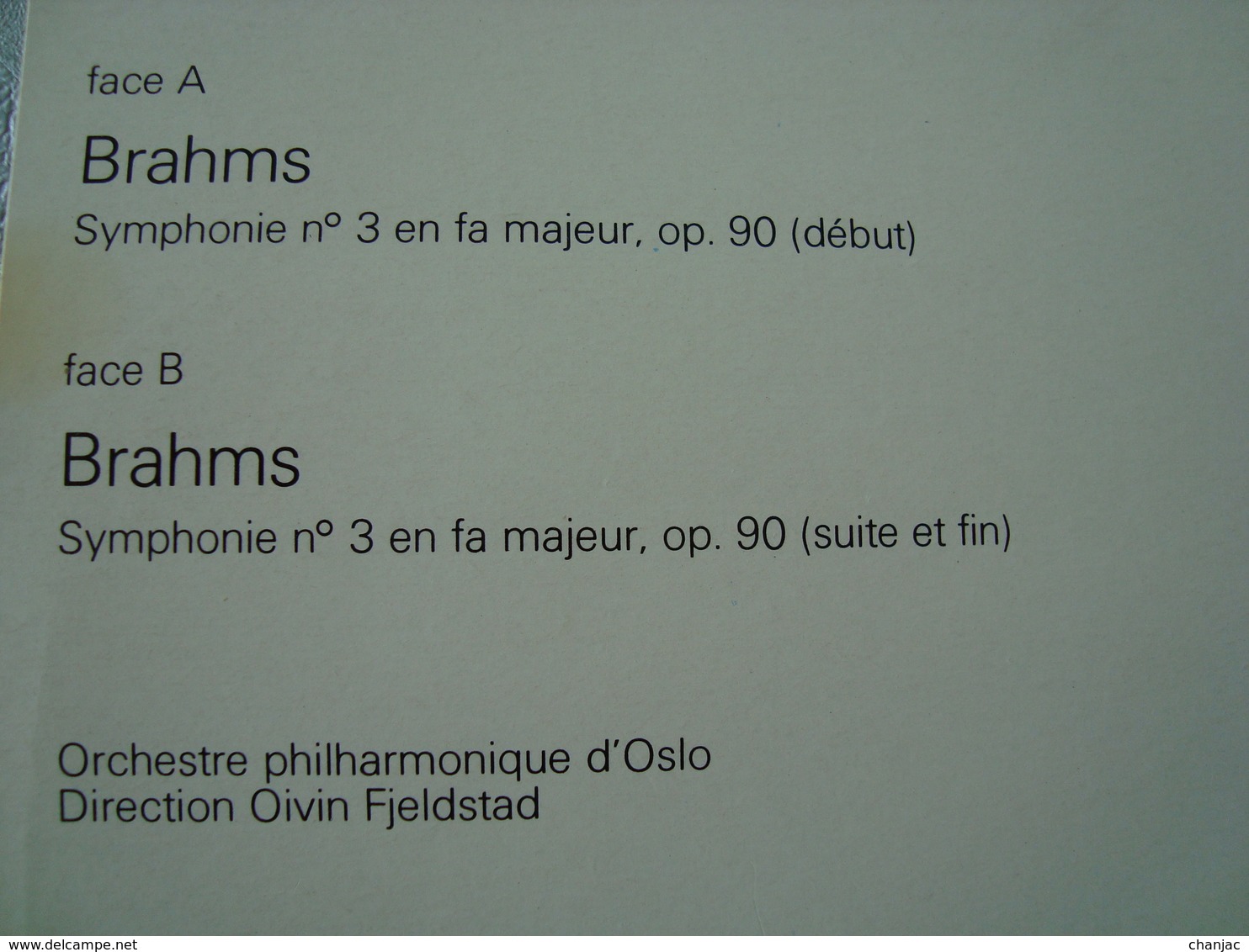 33 Tours: BRAHMS - Symphonie N° 3 - Orchestre Philharmonique D'Oslo - RCA 951 - Classique