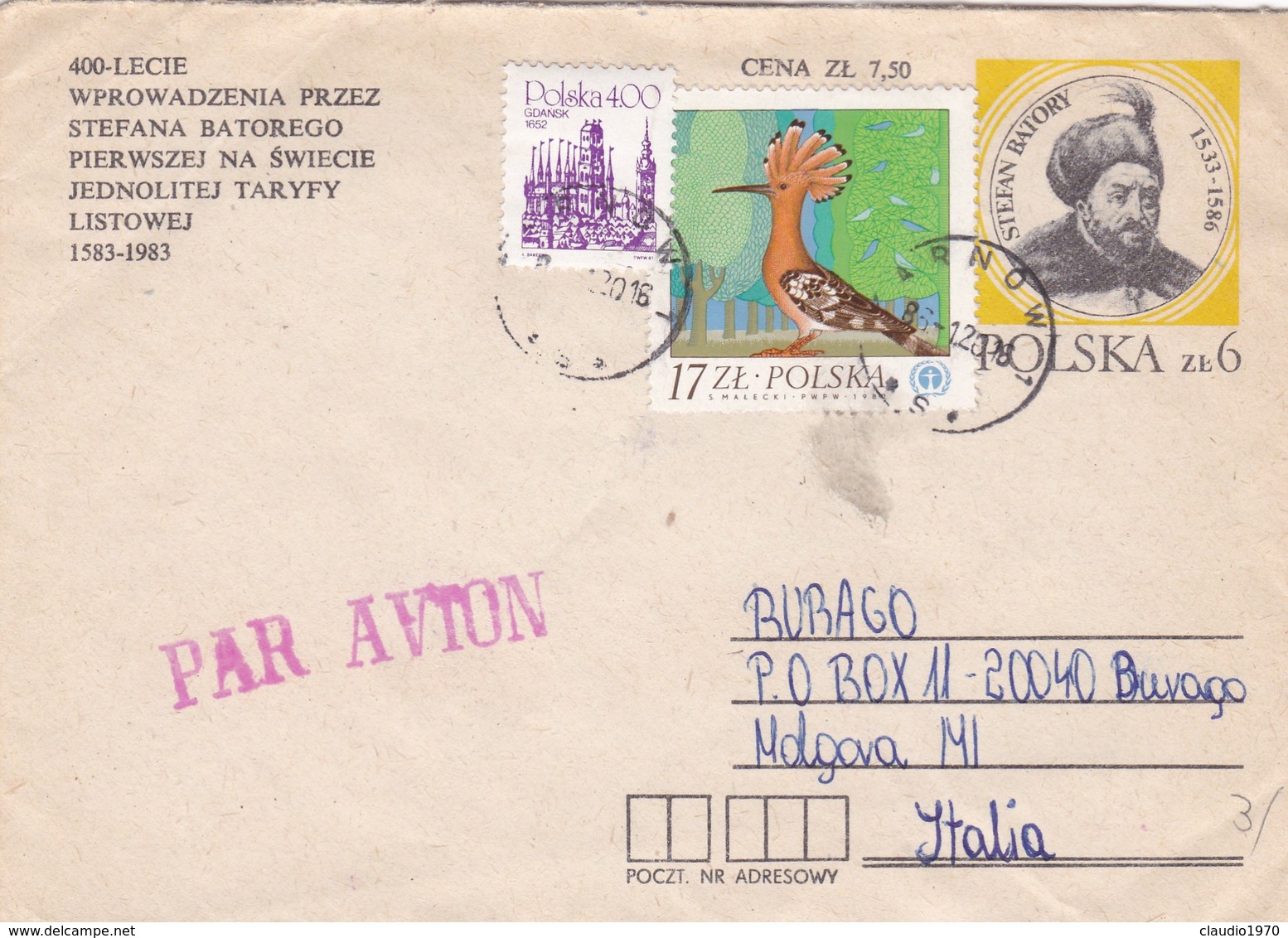 BUSTA VIAGGIATA  - POLONIA - VIAGGIATA DALLA POLONIA HA MILANO - ITALIA - 1986 - Storia Postale