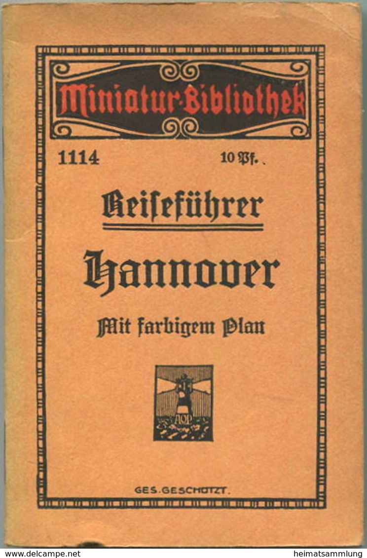 Miniatur-Bibliothek Nr. 1114 - Reiseführer Hannover Mit Farbigem Plan - 8cm X 12cm - 38 Seiten Ca. 1910 - Verlag Für Kun - Autres & Non Classés