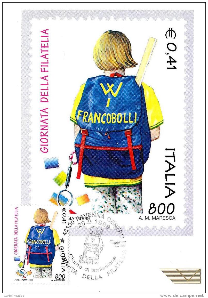 [MD1860] CPM - GIORNATA DELLA FILATELIA - W I FRANCOBOLLI - CON ANNULLO 25.9.1999 - NV - Francobolli (rappresentazioni)