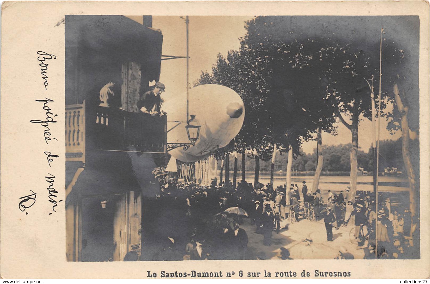 CARTE-PHOTO- LE SANTOS-DUMONT- N° 6 SUR LA ROUTE DE SURESNE - Zeppeline