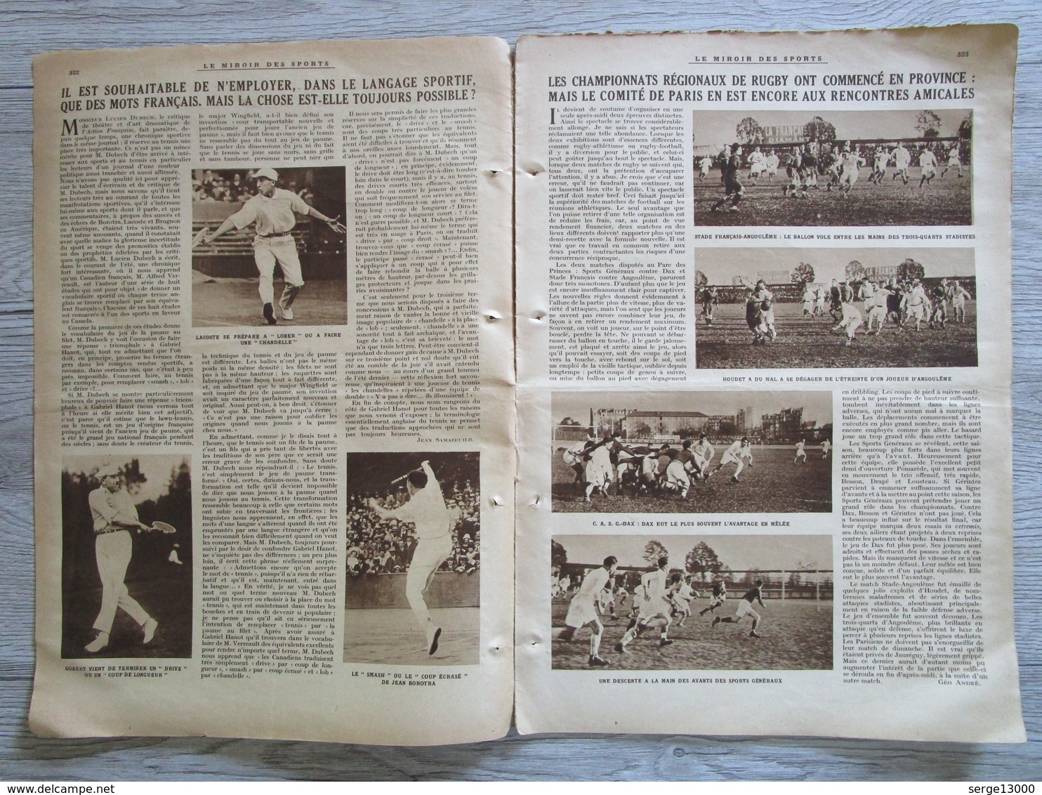 LE MIROIR DES SPORTS 1925 Rugby Dax Hélicoptere Basket Nage Traversée Manche Vélo Alpiniste Football Paris ........ - Other & Unclassified