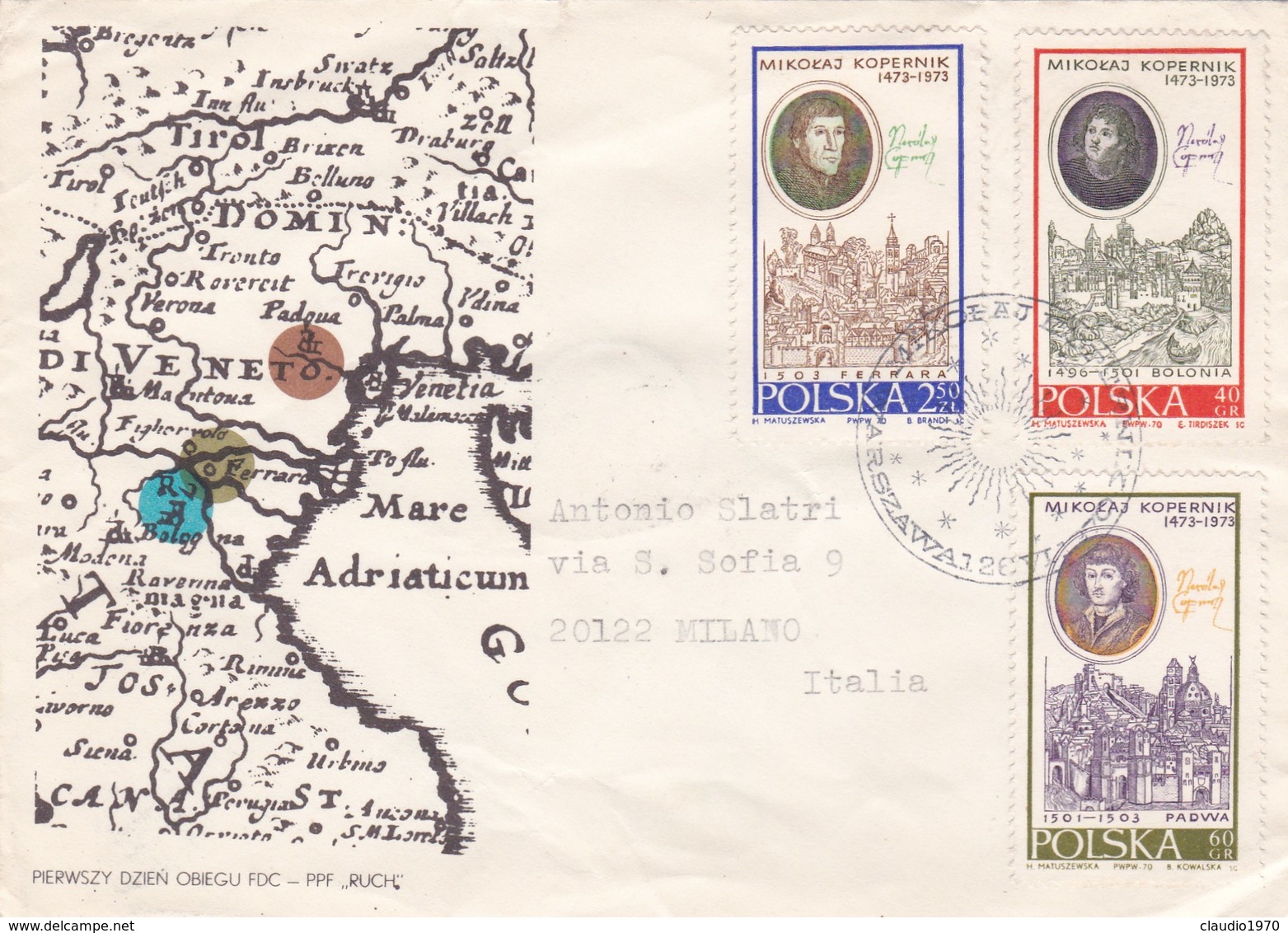 BUSTA VIAGGIATA RACCOMANDATA - POLONIA -  1970 - Storia Postale