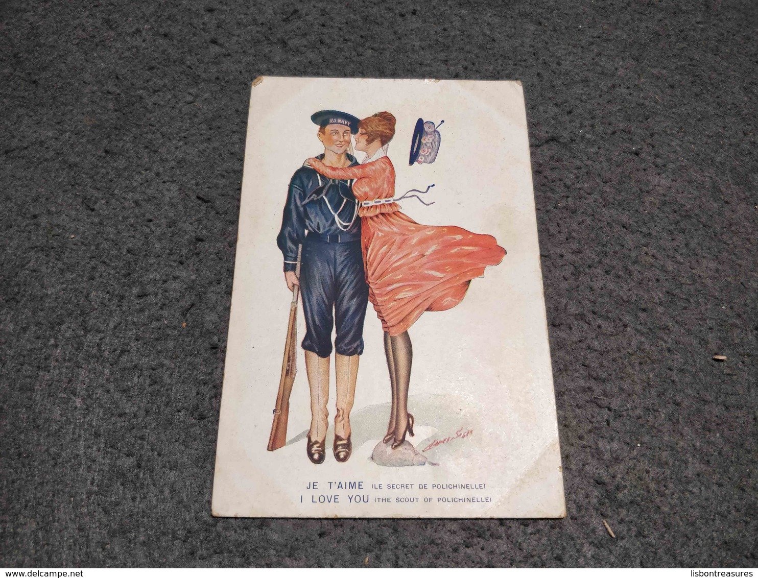 ANTIQUE POSTCARD FANTASIES TRICHROMES " I LOVE YOU" SIGNED XAVIER SAGER USED NOT CIRCULATED 1918 - Sager, Xavier