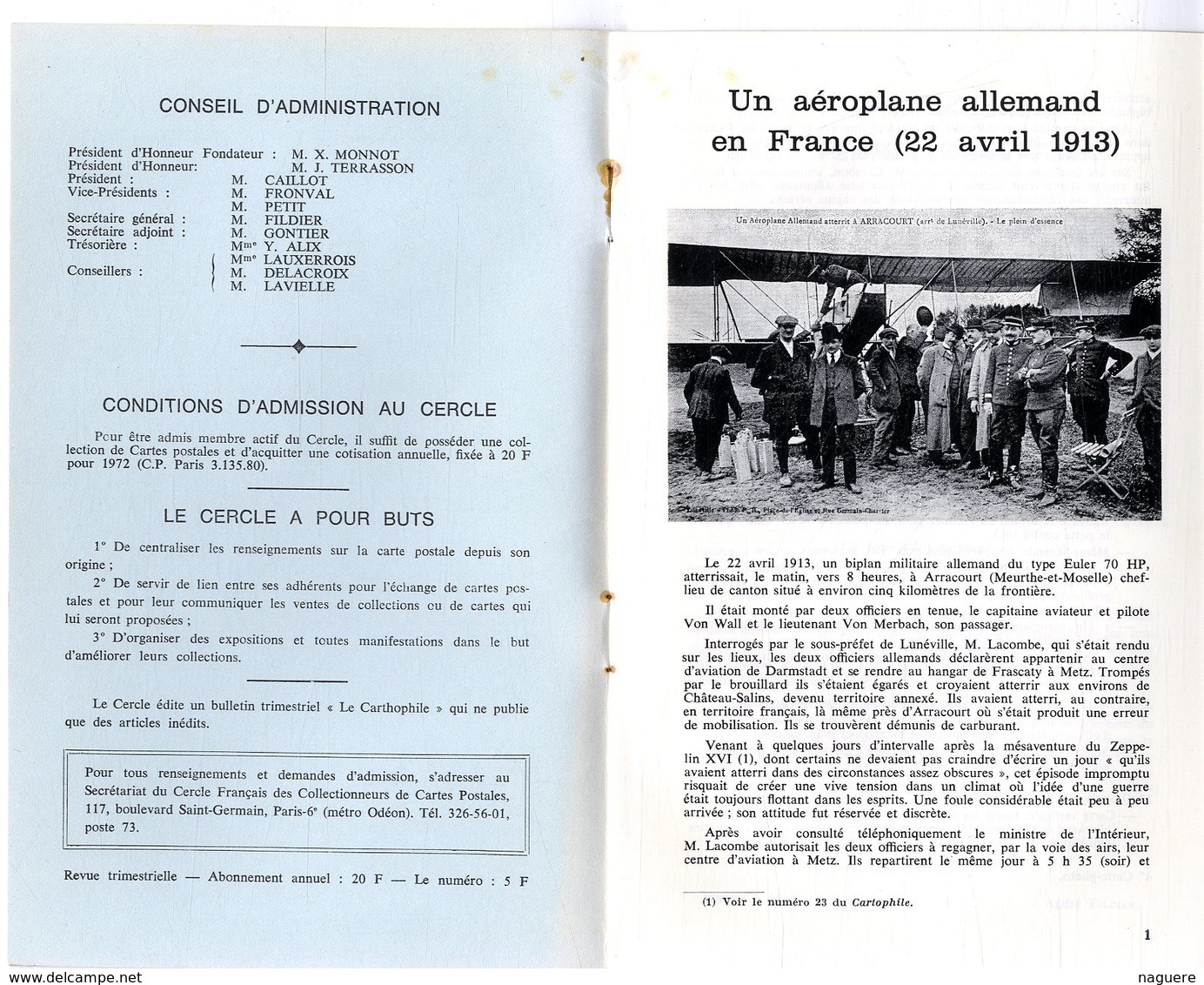 LE CARTOPHILE  JUIN 1972  N° 25  -  16 PAGES   AEROPLANE ALLEMAND LES FEMMES COCHER  CAMPS DE PRISONNIERS DE GUE  Etc .. - Français