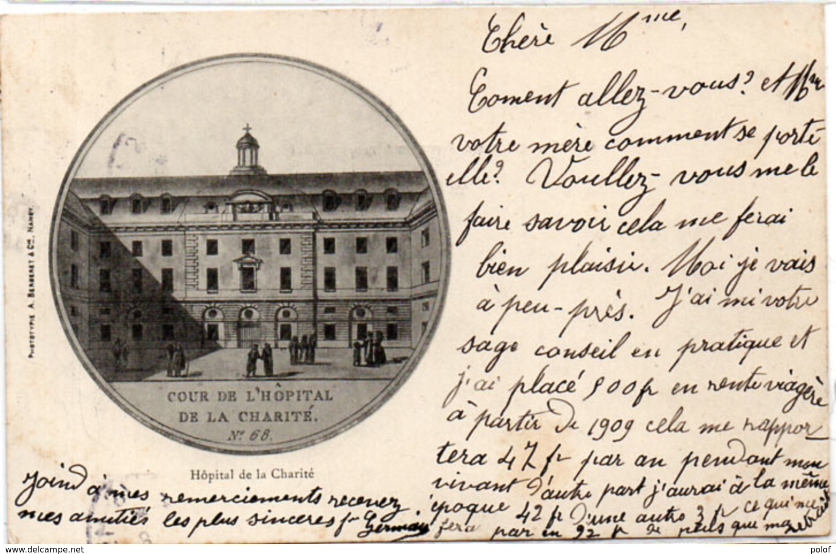 PARIS - Cour De L' Hopital De La Charité N° 68   (107288) - Autres & Non Classés