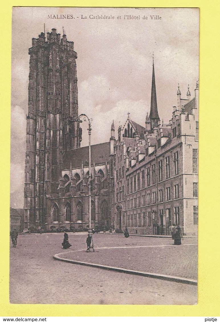 * Mechelen - Malines (Antwerpen) * (Edition Priamos) Cathédrale Et Hotel De Ville, Kathedraal, Stadhuis, Animée, Kerk - Malines