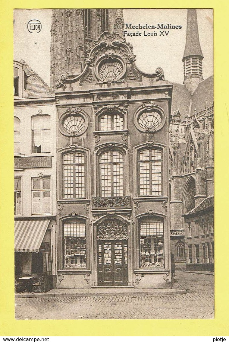 * Mechelen - Malines (Antwerpen) * (Flion - P.J. Flion, Nr 80) Façade Louis XV, Rare, Old, Straatzicht, église, Unique - Malines