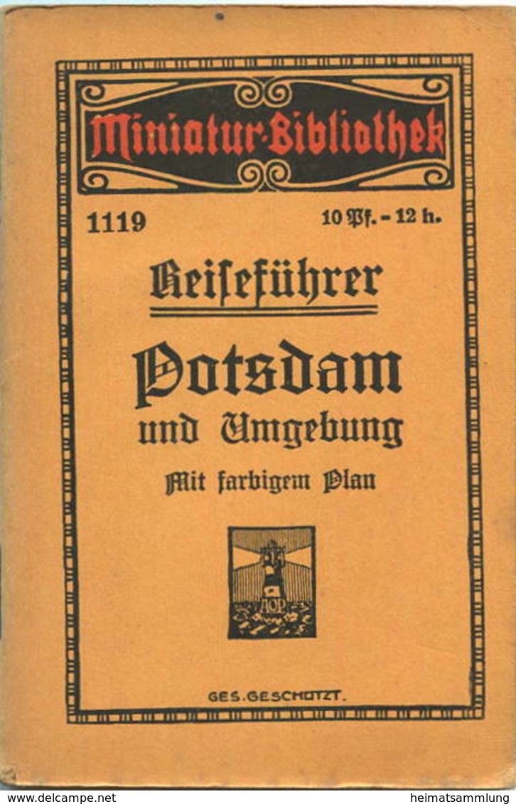 Miniatur-Bibliothek Nr. 1119 - Reiseführer Potsdam Und Umgebung Mit Farbigem Plan - 8cm X 12cm - 56 Seiten Ca. 1910 - Ve - Autres & Non Classés