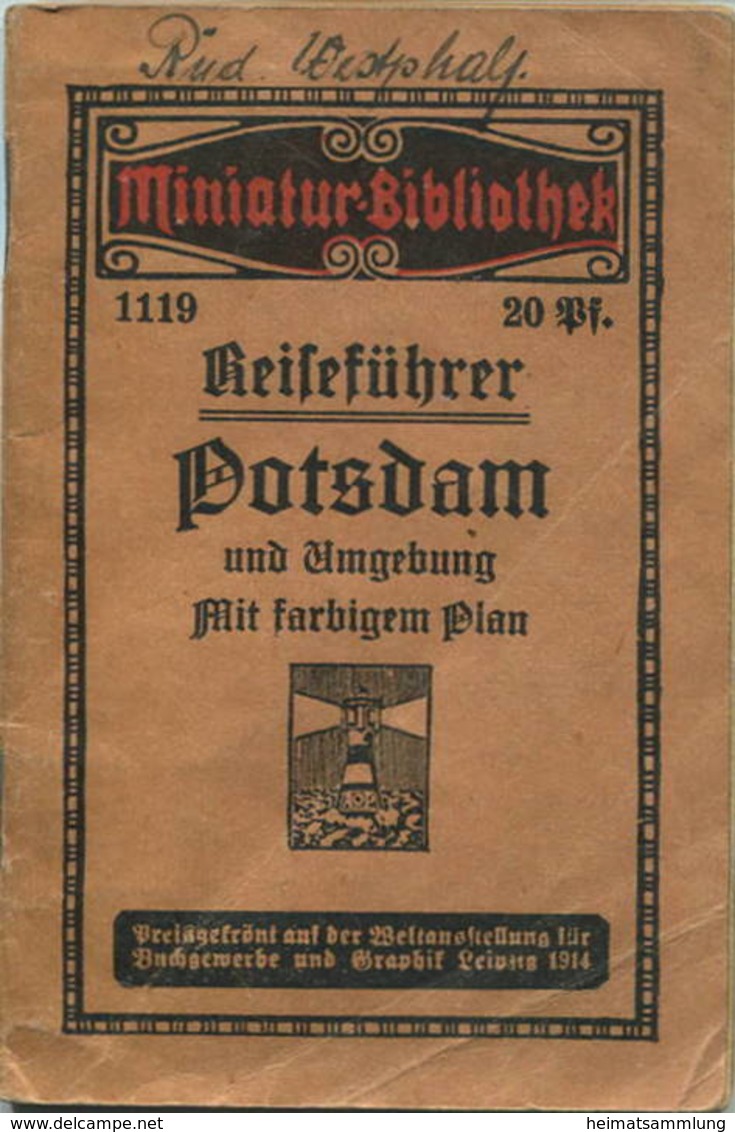 Miniatur-Bibliothek Nr. 1119 - Reiseführer Potsdam Und Umgebung Mit Farbigem Plan - 8cm X 12cm - 40 Seiten Ca. 1910 - Ve - Other & Unclassified
