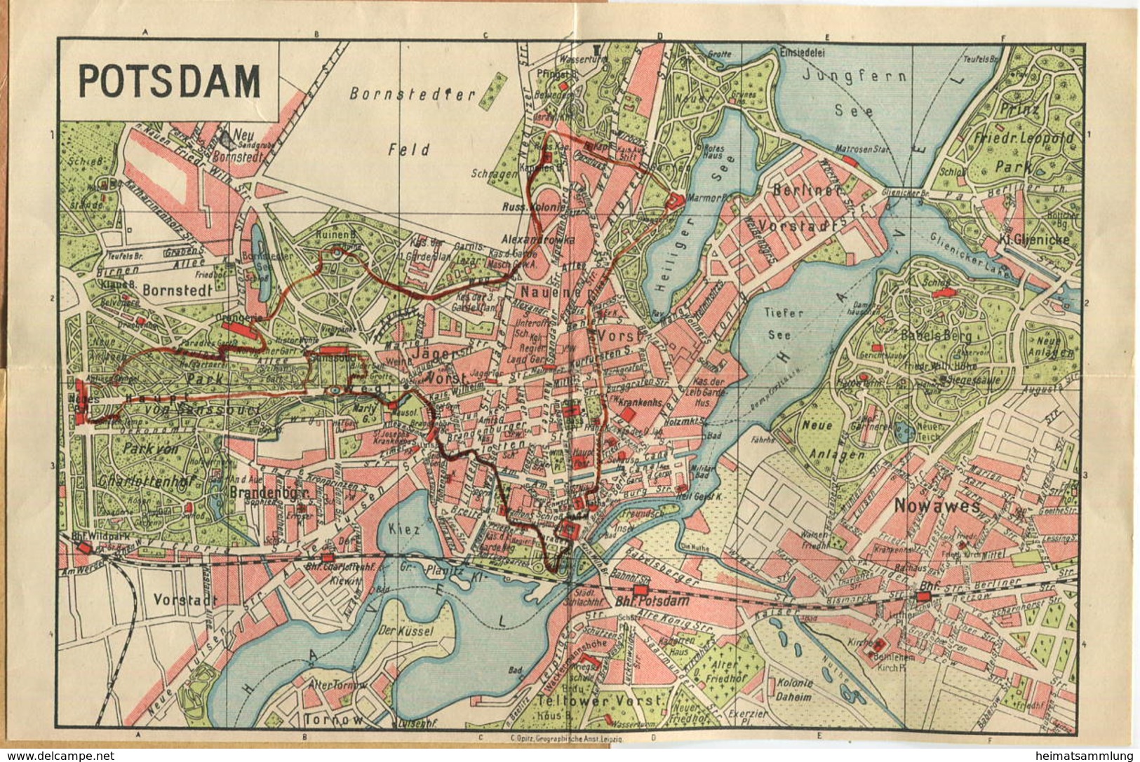 Miniatur-Bibliothek Nr. 1119 - Reiseführer Potsdam Und Umgebung Mit Farbigem Plan - 8cm X 12cm - 40 Seiten Ca. 1910 - Ve - Altri & Non Classificati