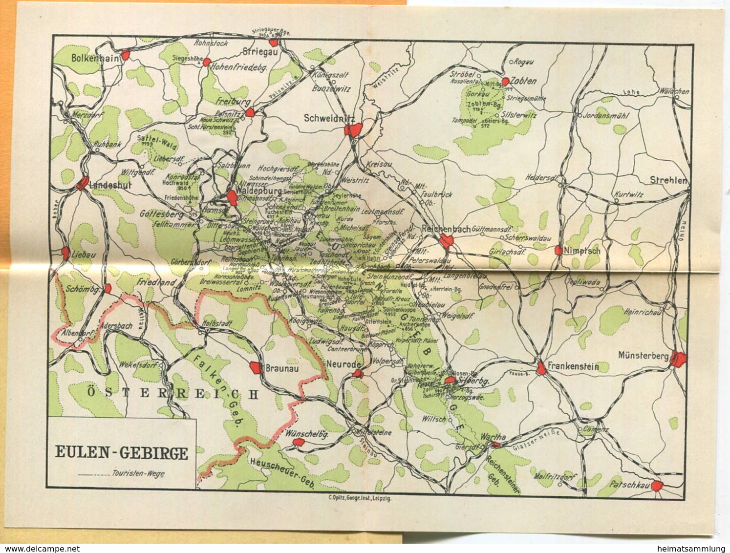 Miniatur-Bibliothek Nr. 1123 - Reiseführer Eulengebirge Mit Farbigem Plan - 8cm X 12cm - 40 Seiten Ca. 1910 - Verlag Für - Otros & Sin Clasificación