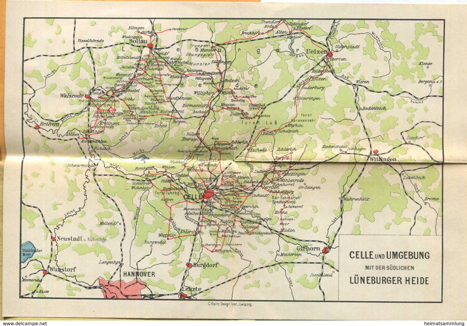 Miniatur-Bibliothek Nr. 1124 - Reiseführer Südliche Lüneburger Heide Mit Farbigem Plan - 8cm X 12cm - 46 Seiten Ca. 1910 - Altri & Non Classificati