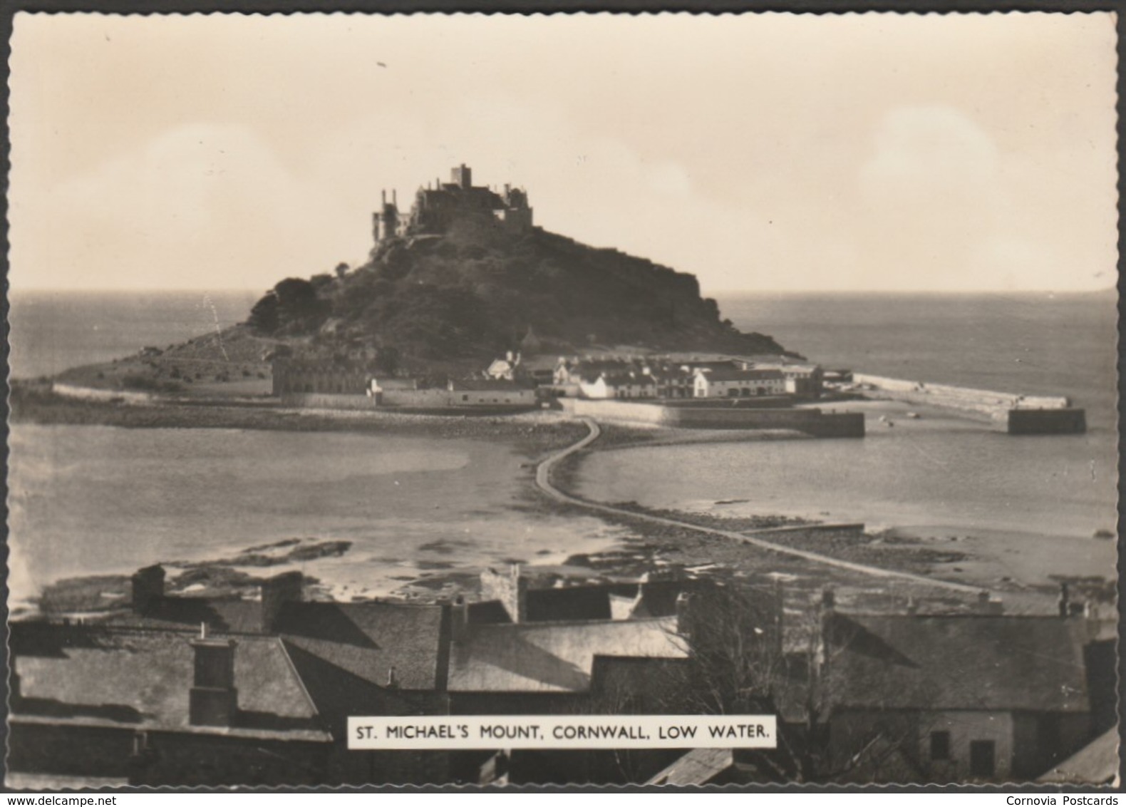 Low Water, St Michael's Mount, Cornwall, C.1960 - Photochrom RP Postcard - St Michael's Mount